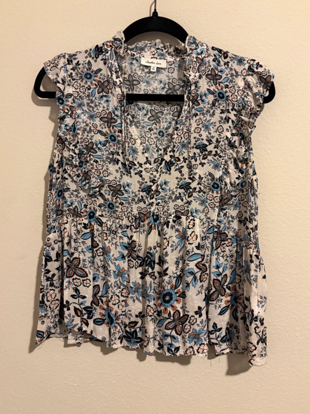 Another Love Floral Ruffle Peplum Blouse Top Small